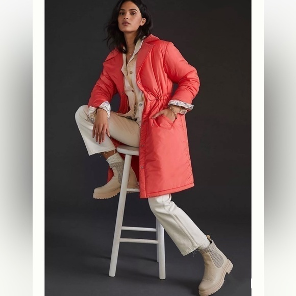 Anthropologie Maeve Cinched Puffer Coat Size L NEW - Picture 3 of 14